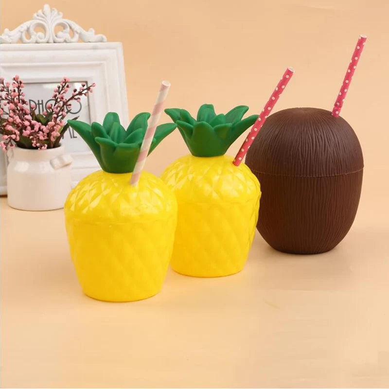 6/10pcs Hawaiian Summer Pineapple Coconut Drinking Cups Strawberry