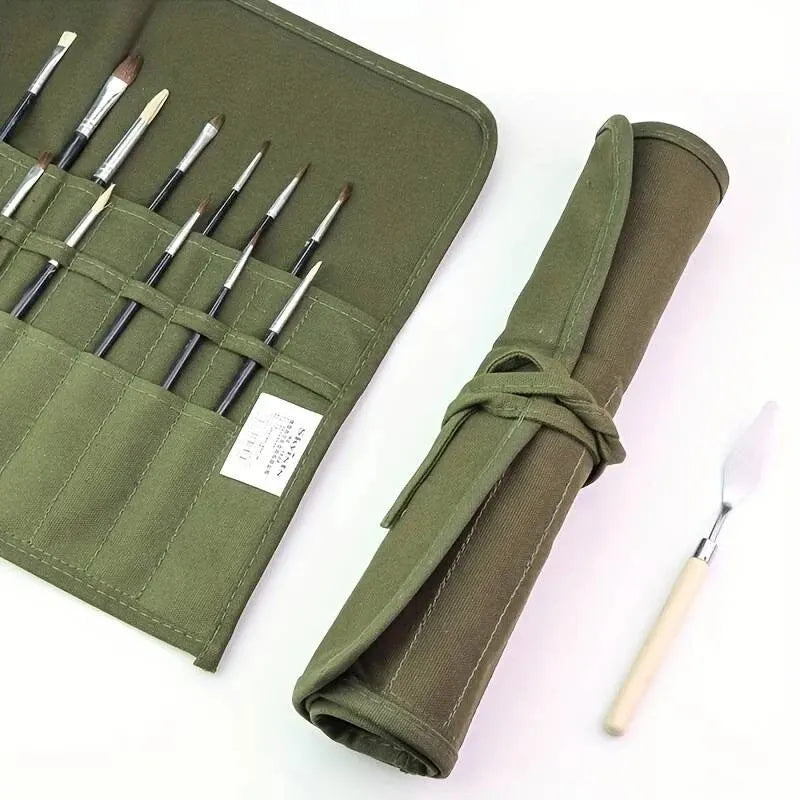 Painting Brushes Canvas Storage Bag, 22 Slots Watercolour and Gouache