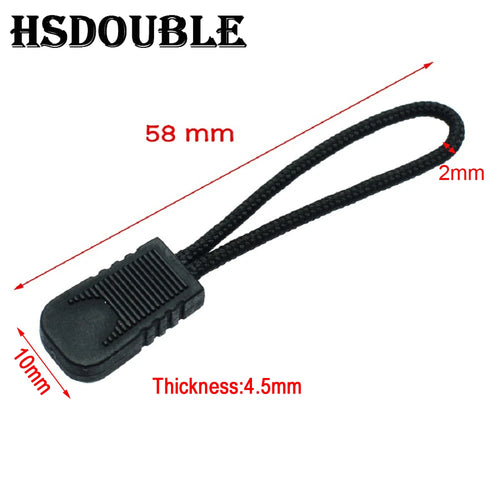 10 Pcs/Pack Zipper Pulls Cord Ends Strap Lariat Black For Apparel