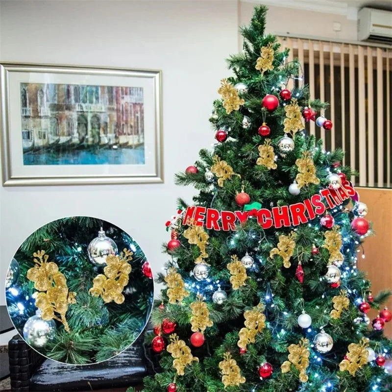 10Pcs Christmas Decoration Artificial 15heads Sparkling Berry Bouquet