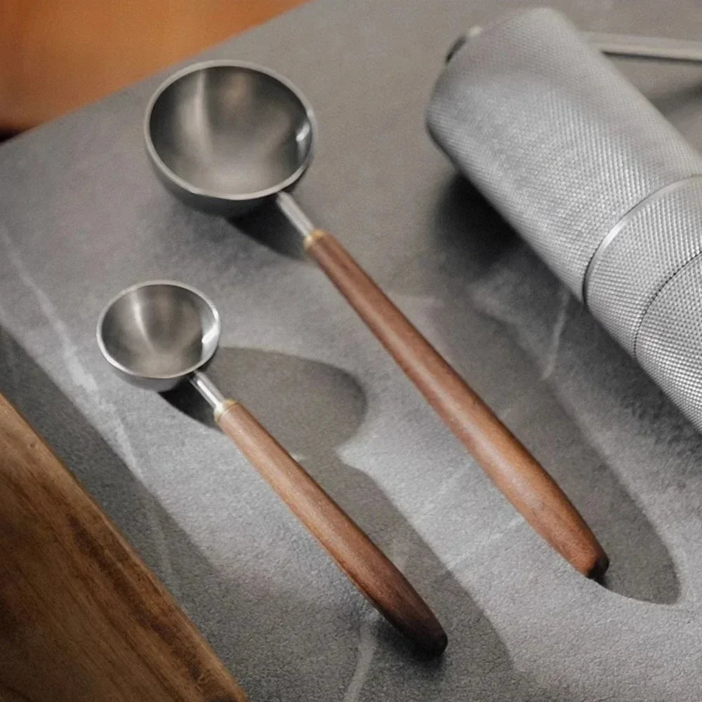 25ml Wooden Handle Stainless Steel Coffee Scoop Tablespoon Measuring