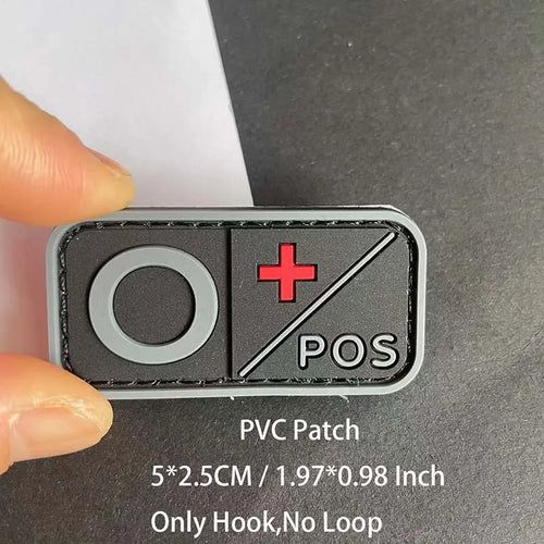 Small Patch with Hook,PVC Blood Type A B AB O POS NEG Emblemen,Patches
