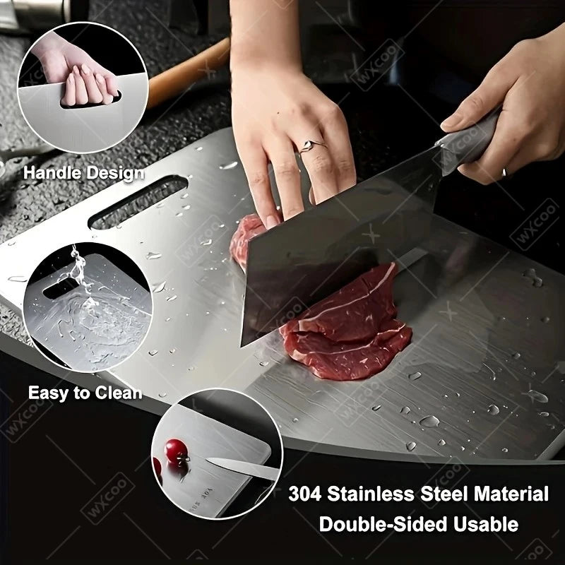 Double Sided 304 Stainless Steel Cutting Board Anti-Slip Chopping