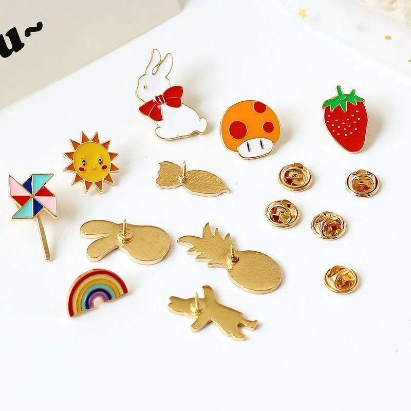 10-100Pcs Enamel Badges Pins Diversity Random Brooches Icons Plants