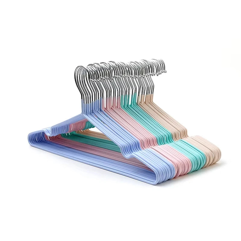 10pcs- Metal Traceless No-slip Clothes Hangers, Durable Strong Clothes