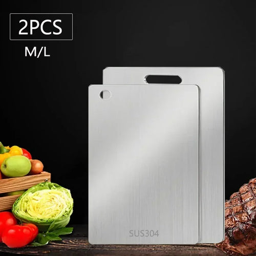 Double Sided 304 Stainless Steel Cutting Board Anti-Slip Chopping