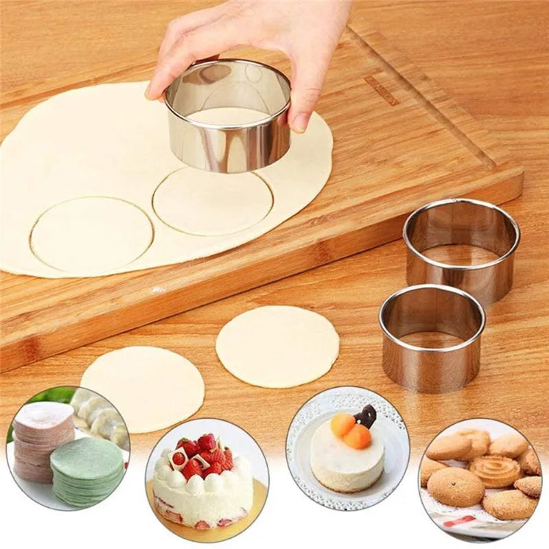 5PCS Round Stainless Steel Biscuit Mold Dumpling Skin Cutting Mold DIY