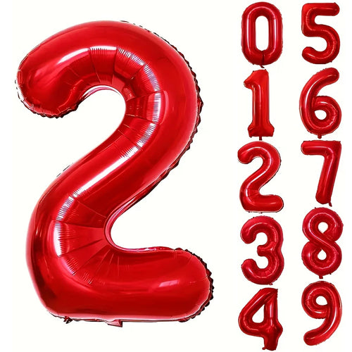 32INCH Red Number Foil Balloons for Birthday Anniversary Party Decor,