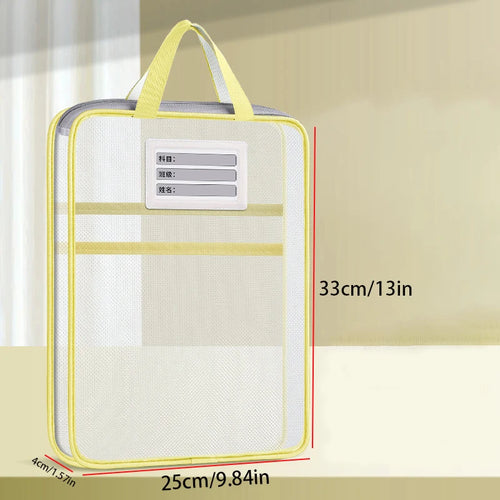 A4 Stationery Storage Bag Double-layer Mesh Zipper Bag Large Capacity