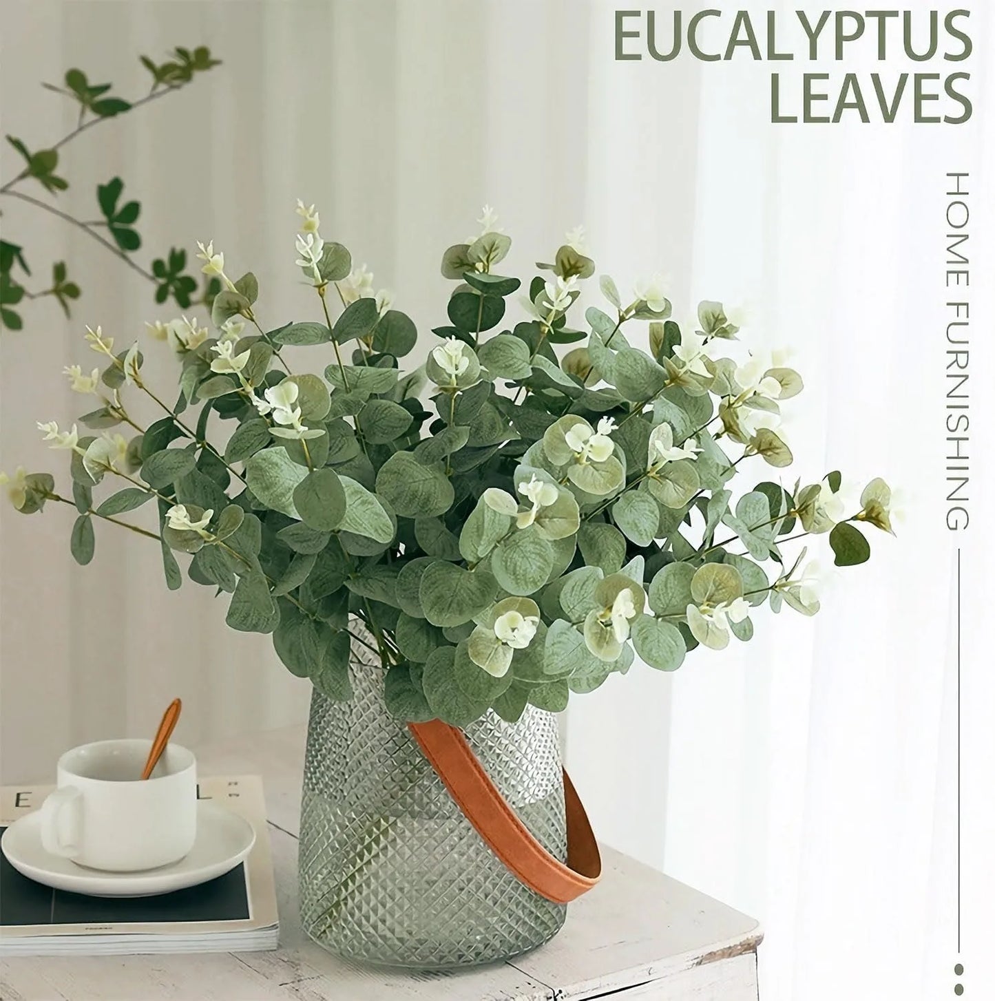 5/10/20Pcs Of Eucalyptus Leaf Stems Green Artificial Plants For Living