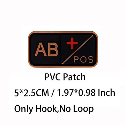Small Patch with Hook,PVC Blood Type A B AB O POS NEG Emblemen,Patches