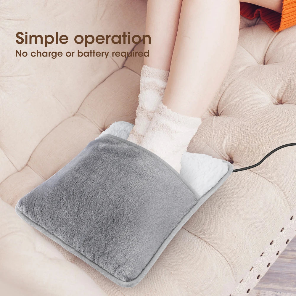 Winter Electric Foot Heating Pad USB Charging Soft Plush Washable Foot