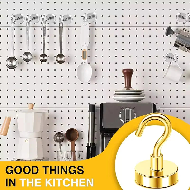 3/6Pcs Magnetic Hooks Heavy Duty, 25 LBS Strong Magnets with Metal