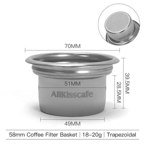 AliKisscafe 58mm to 49mm Step Down Portafilter Basket Kit Coffee