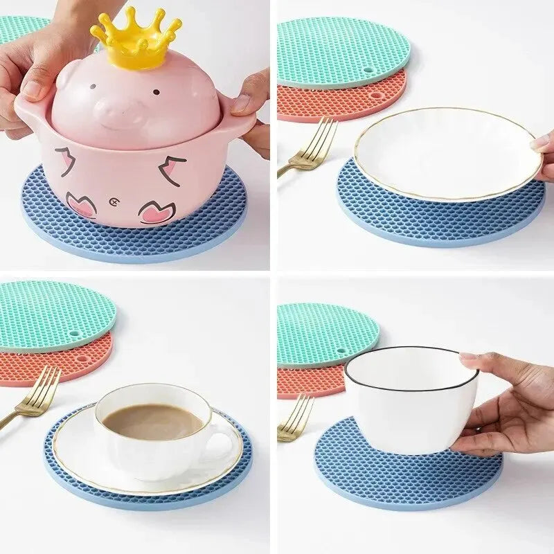 Round Heat Resistant Silicone Mat Drink Cup Coasters Insulation Non