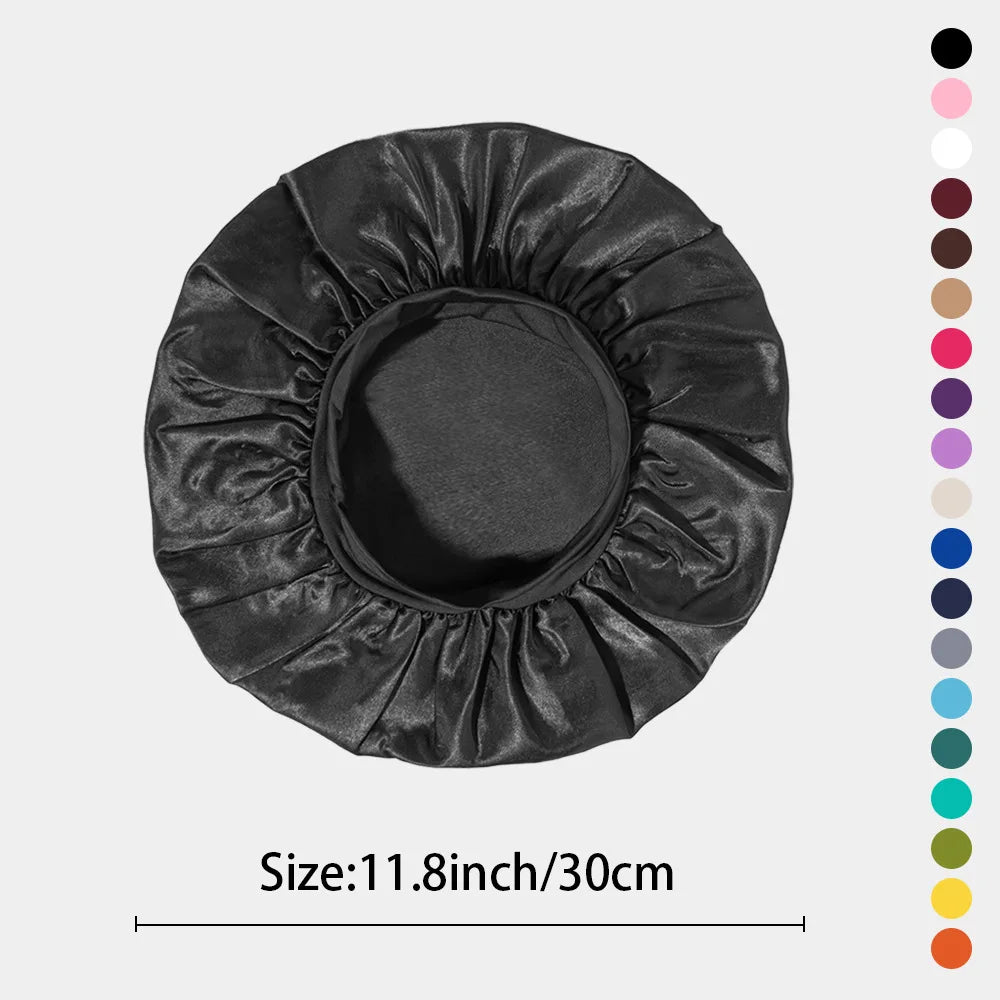 Bonnet Sleeping Cap Nightcap High Elastic Wide Brim Satin Night Hat