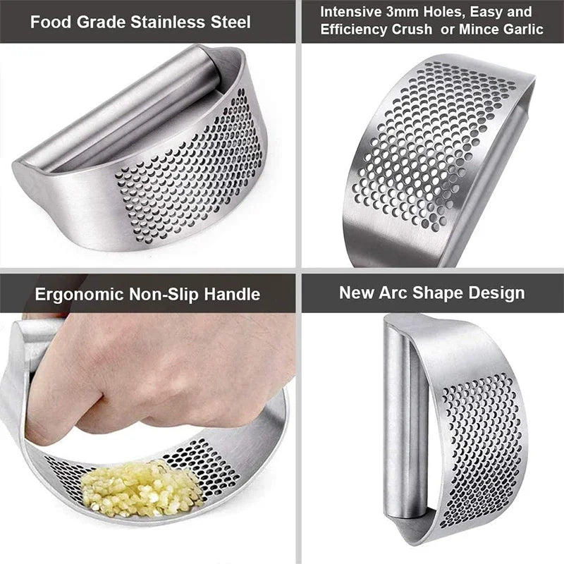 Upgraded Stainless Steel Garlic Press Squeezer Manual Garlic Ginger