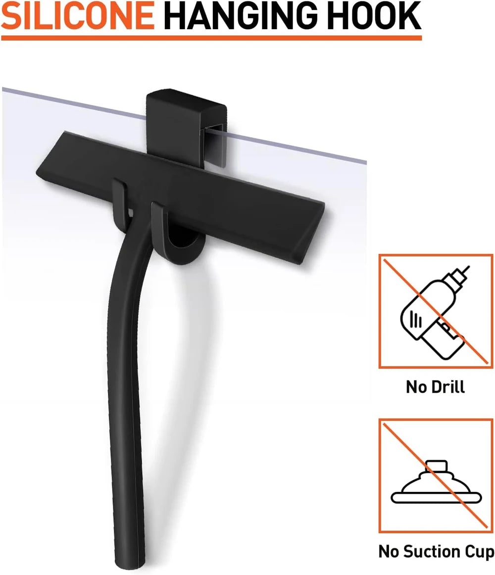 Matte Black Silicone Squeegee Streak Free Cleaning Shower Squeegee for