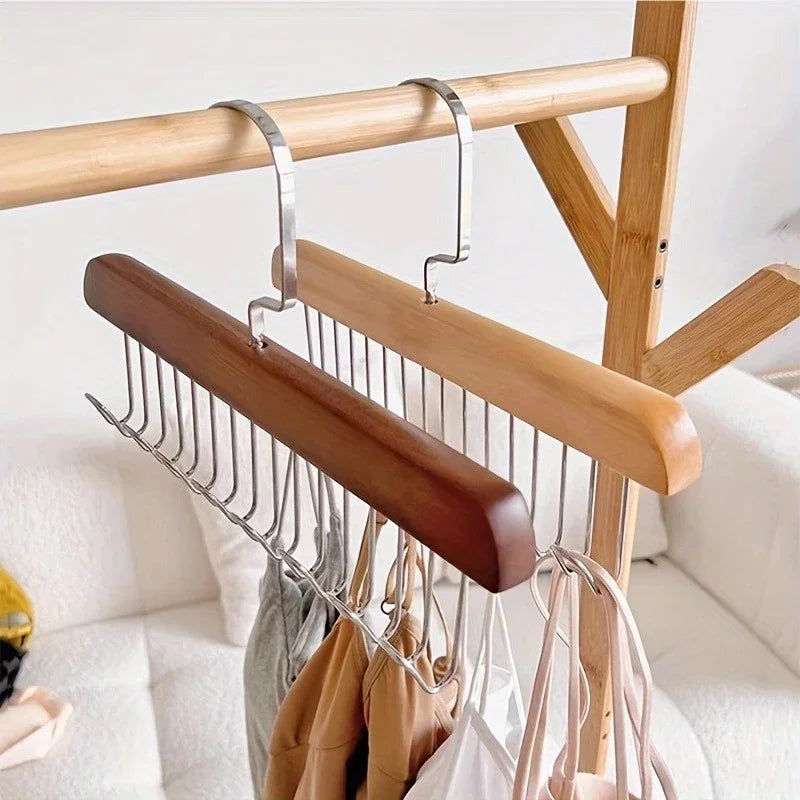 Wooden Sling Hanger Organizer with Multiple Hooks for Underwear Bras