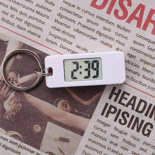 2025 Mini Electronic Clock Keychain - Elliptical, Digital Display.