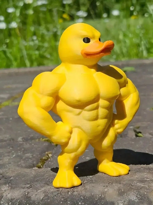 1pc Muscle Duck Statue - 3D Desktop Decor, Cute Bookshelf Whimsical
