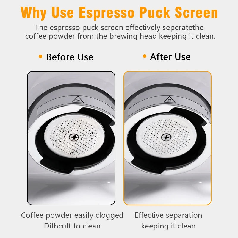 Espresso Puck Screen Coffee Filter Reusable Stainless Steel Holder