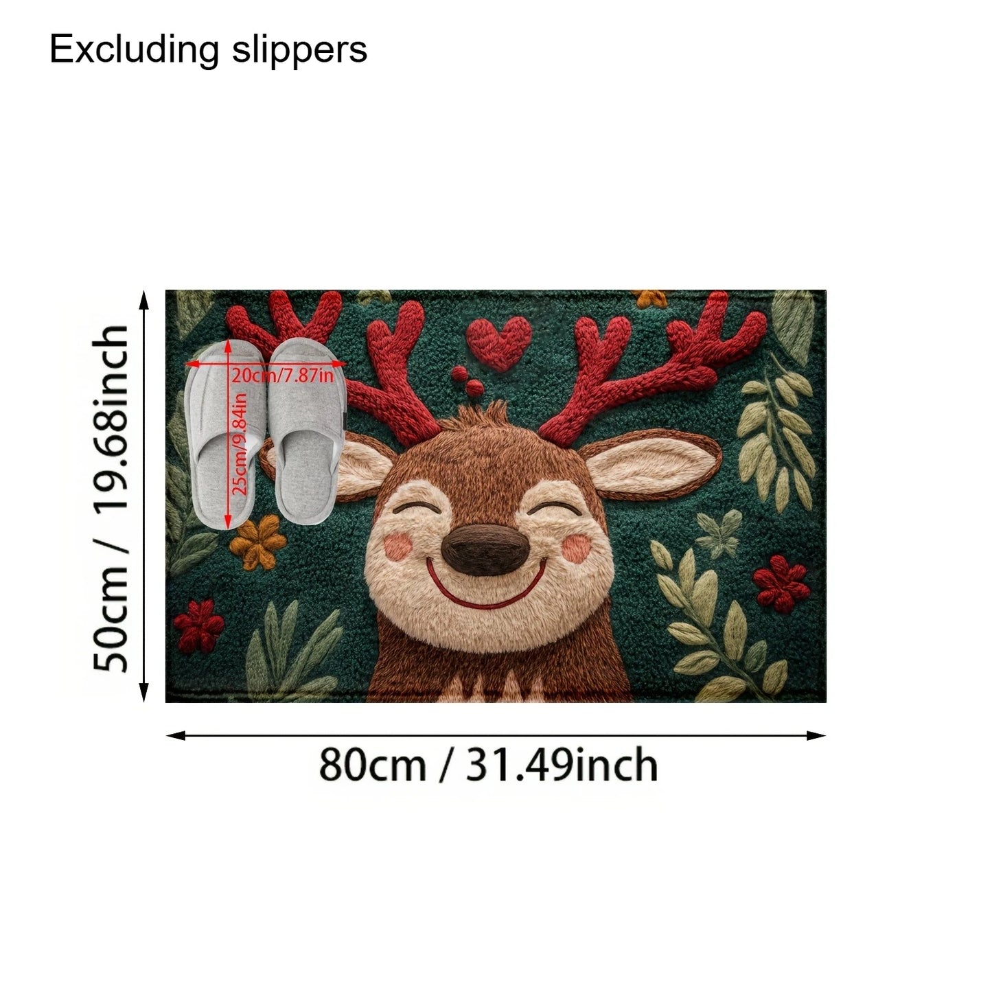 1pc Fluffy Christmas Deer Microfiber Bath Mat - Quick-Dry & Absorbent,