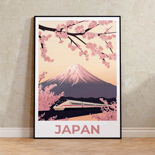 Vintage Japanese Landscape Canvas Print - Asian Art Railway Wall Art