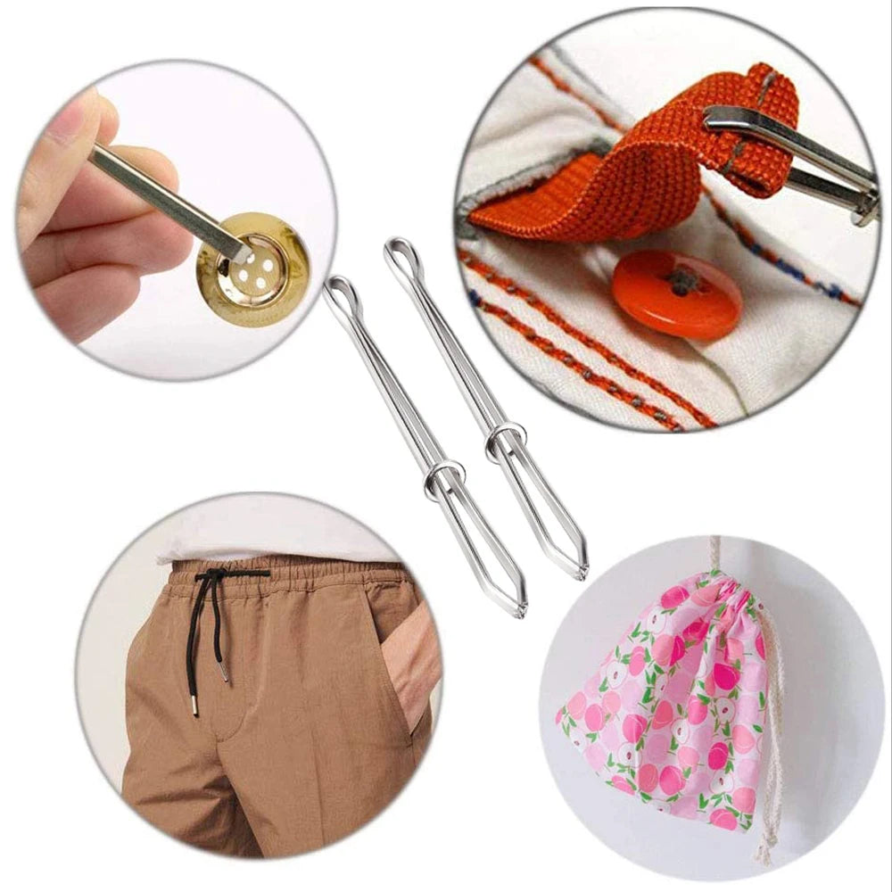 2 PCS/Lot Stainless Steel Garment Clips DIY Sewing Tools Elastic Band