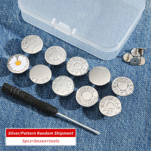 5/10/20pcs jeans button adjustable waist shrinker Nail free metal