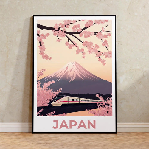 Vintage Japanese Landscape Canvas Print - Asian Art Railway Wall Art