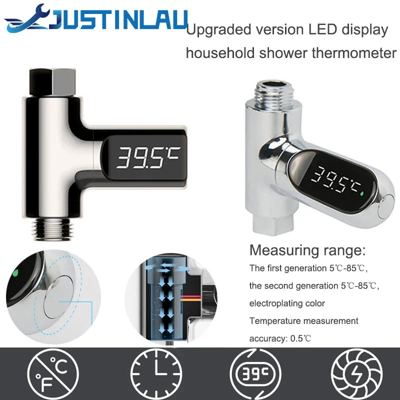 LED Display Home Water Shower Thermometer 5 To 85 Degrees Celsius