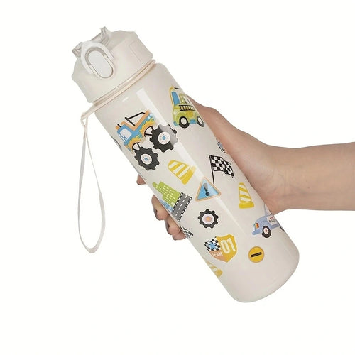 1pc 750ml 23OZ cartoon car series plastic water bottle, multiple