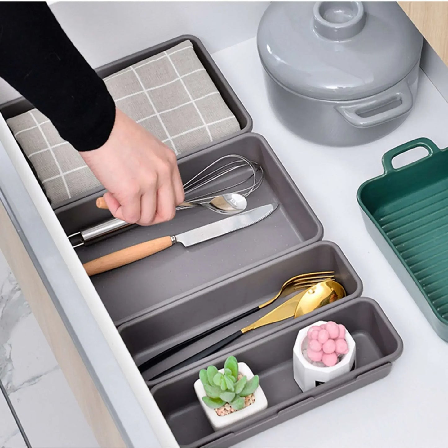 8pcs/set Adjustable Drawer Organizer Box Trays Make Up Cosmetics