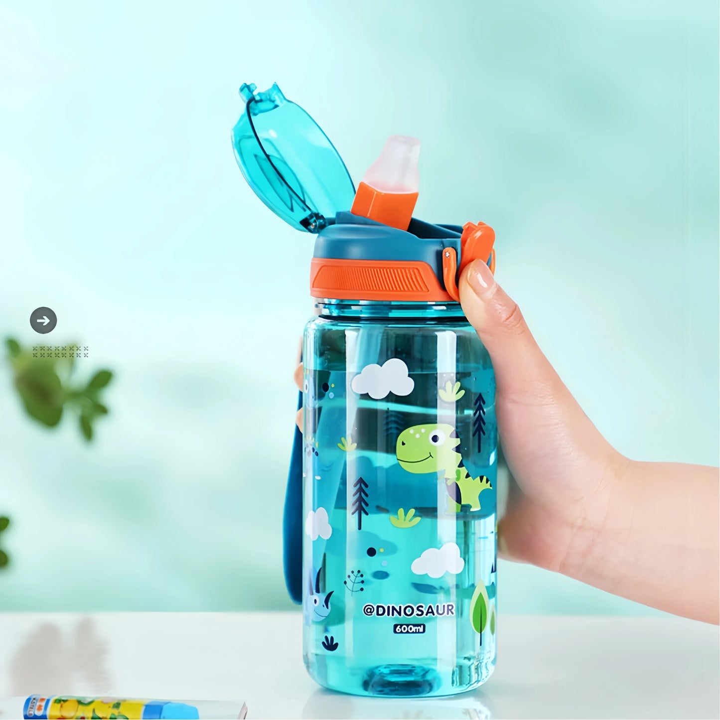 600ml Dinosaur Water Bottle For Kids Water Sippy Cup With Silicone
