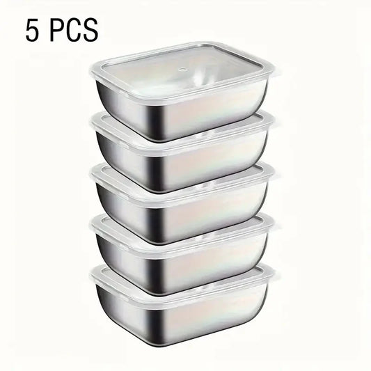5pcs Stainless Steel Food Storage Stackable Meal Prep Boxes for