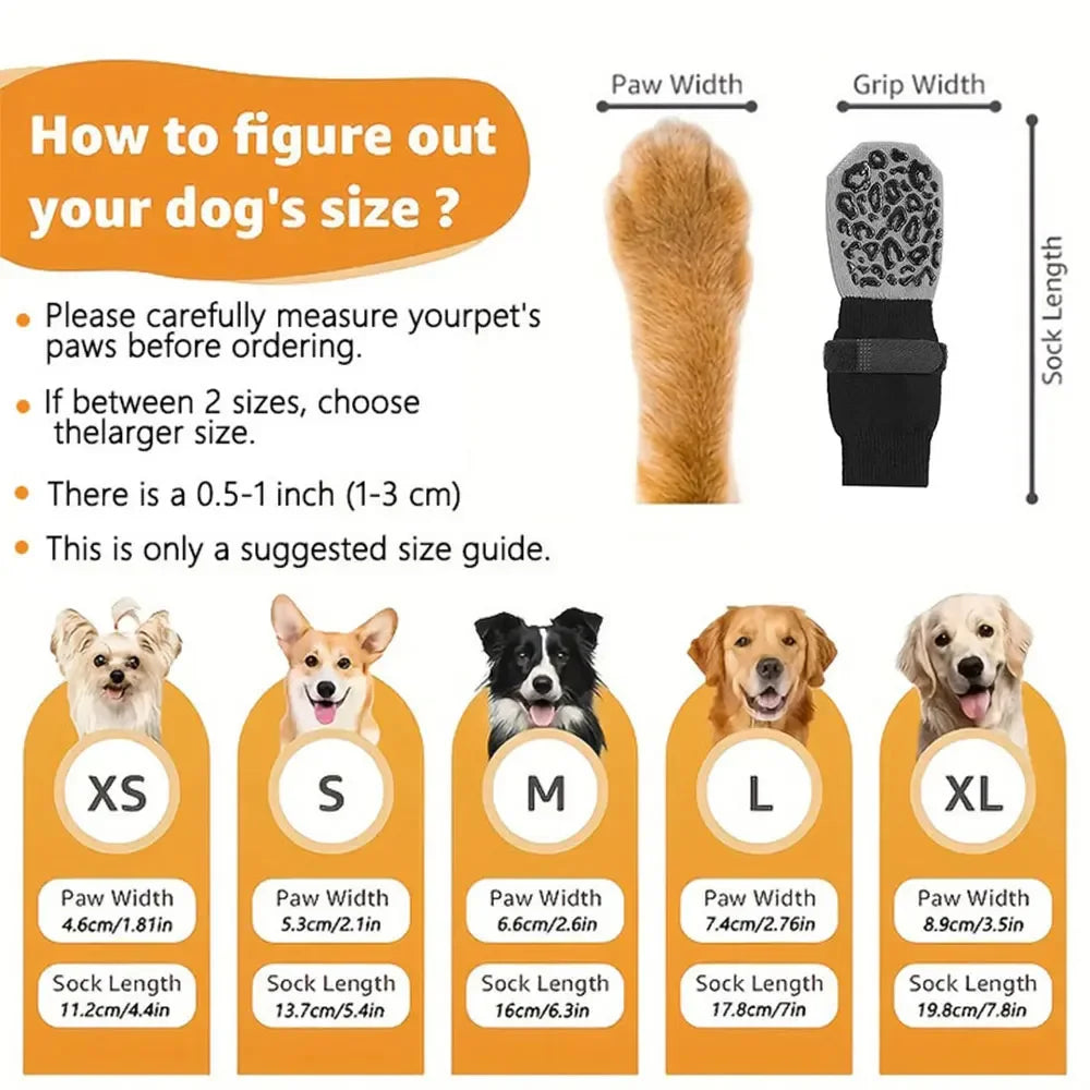 4pcs Dog Paw Protectors Anti-Slip Boots with Traction Control