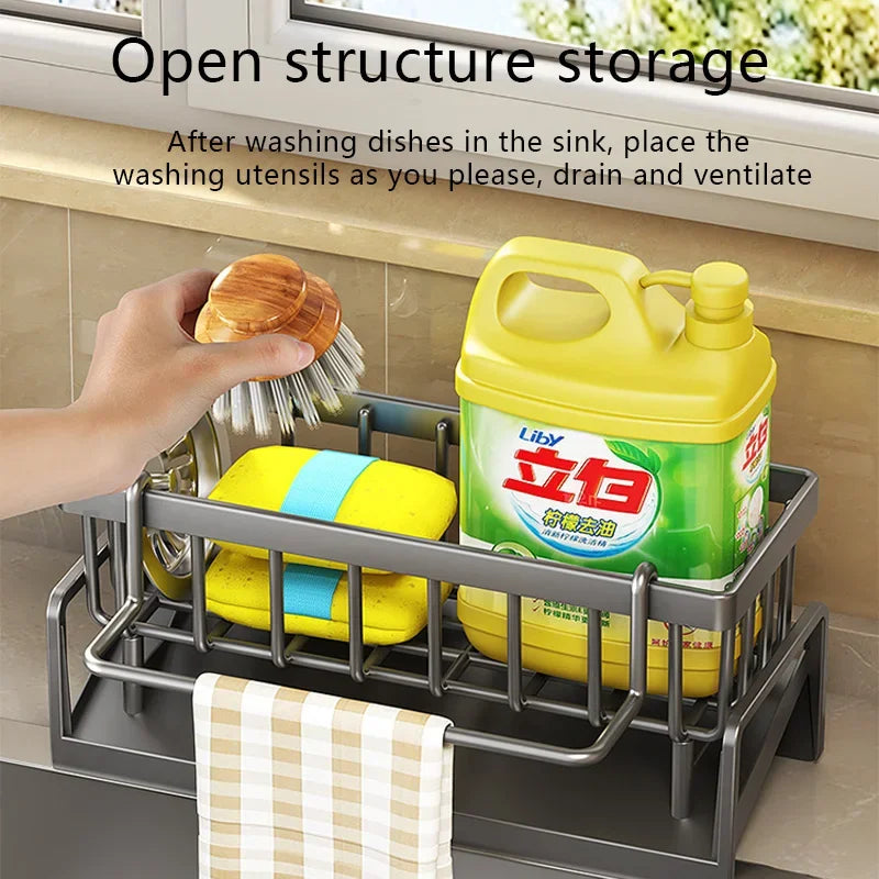 Kitchen Sponge Rack Drain Water Place Dish Soap Organize Rags Multi