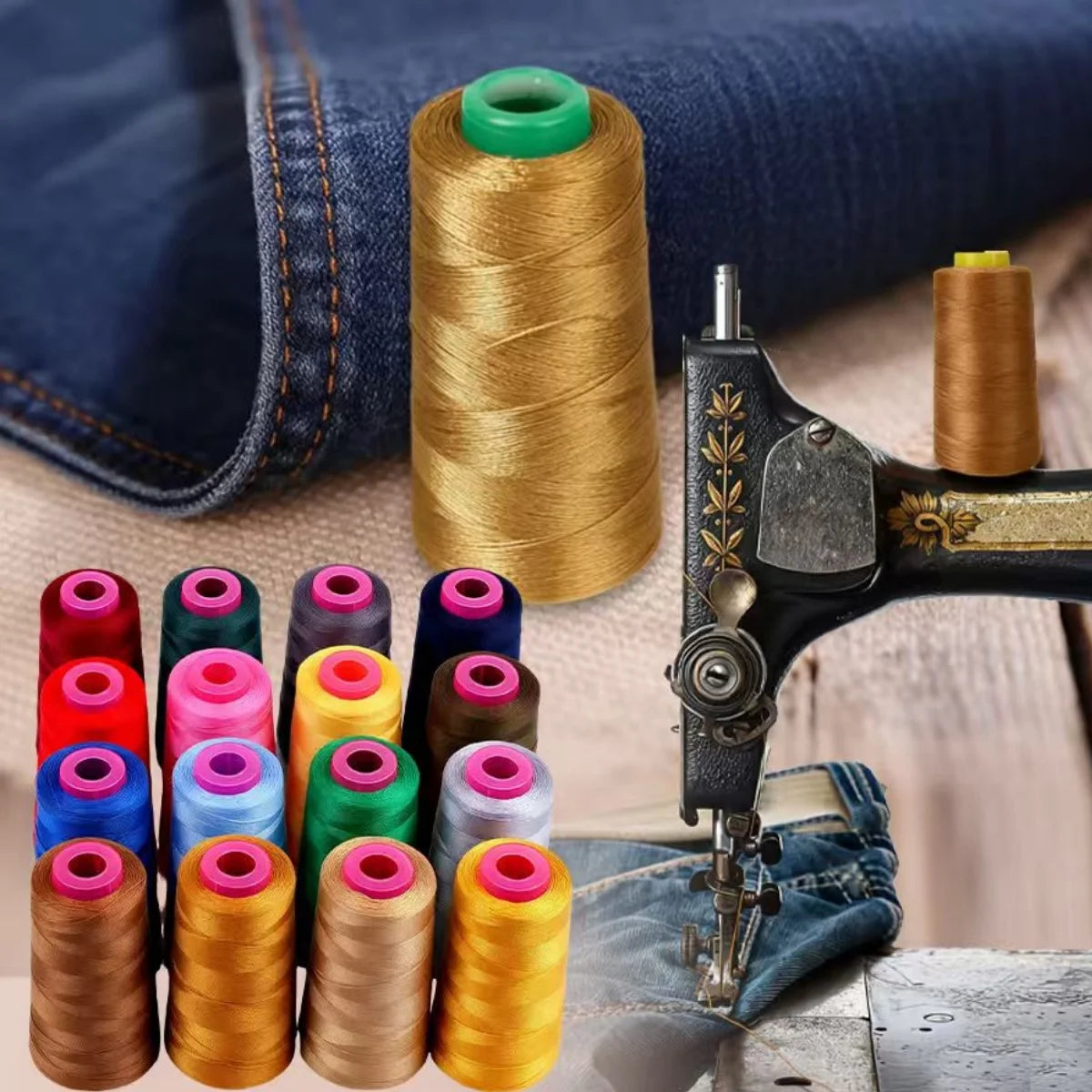 1300yards 203 Sewing Thread Thick Strong Upholstery Jeans Button