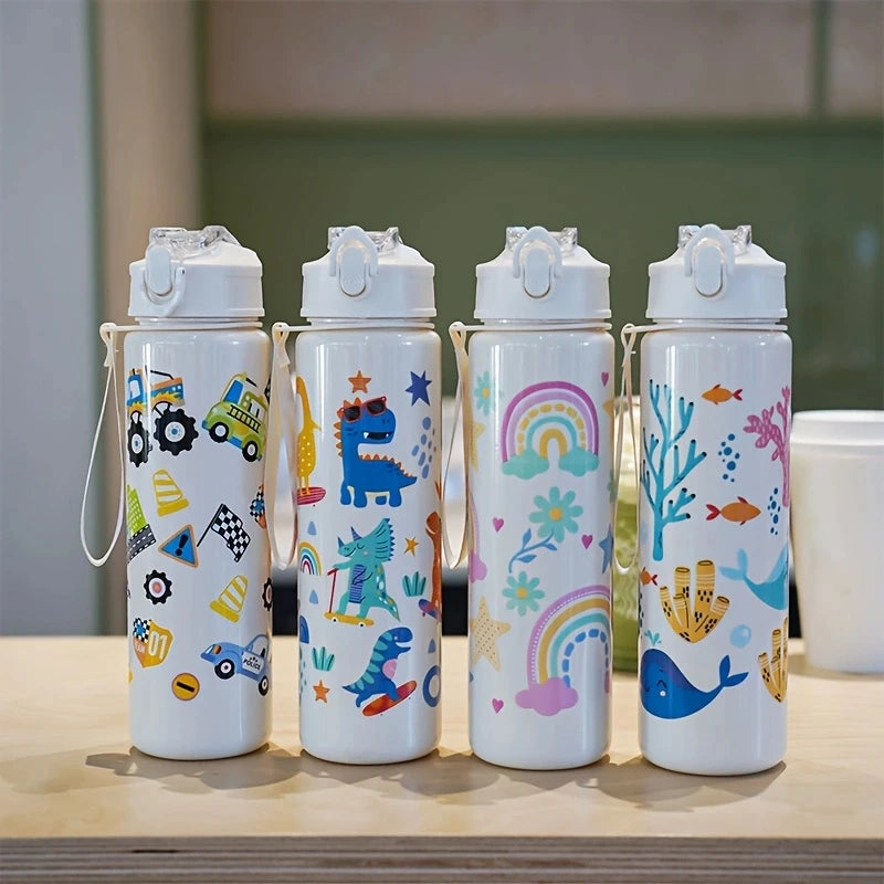 1pc 750ml 23OZ cartoon car series plastic water bottle, multiple