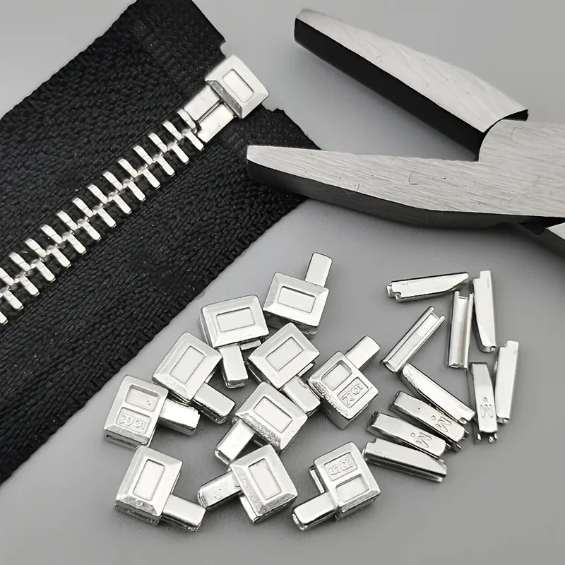 20-Piece Set Premium Metal Zipper Heads Gold Silver Bronze Black -