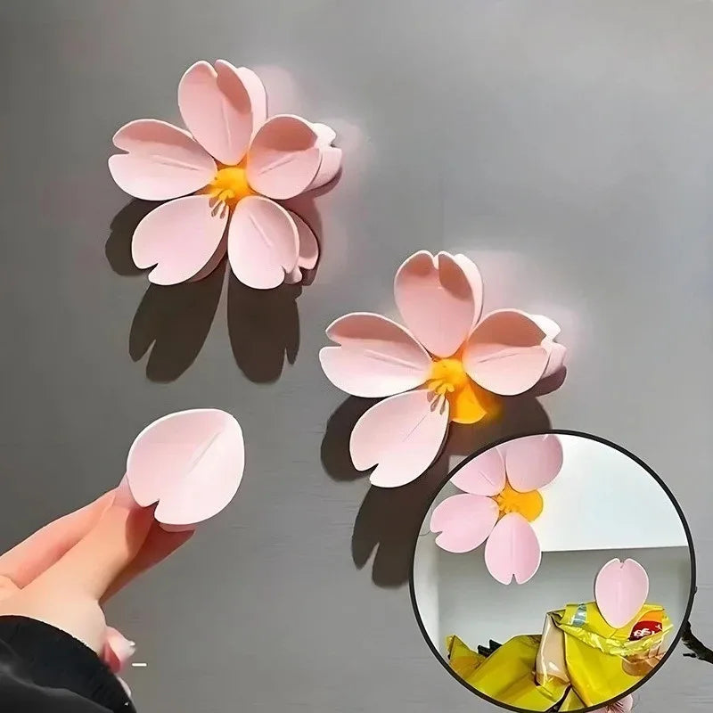 1/2pcs Sakura Magnetic Fridge Magnet Seal Clip, Petal Sealing Clip,