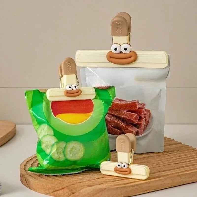 3pcs Creative Face Bag Sealing Clip Food Snack Clip Kitchen Tools
