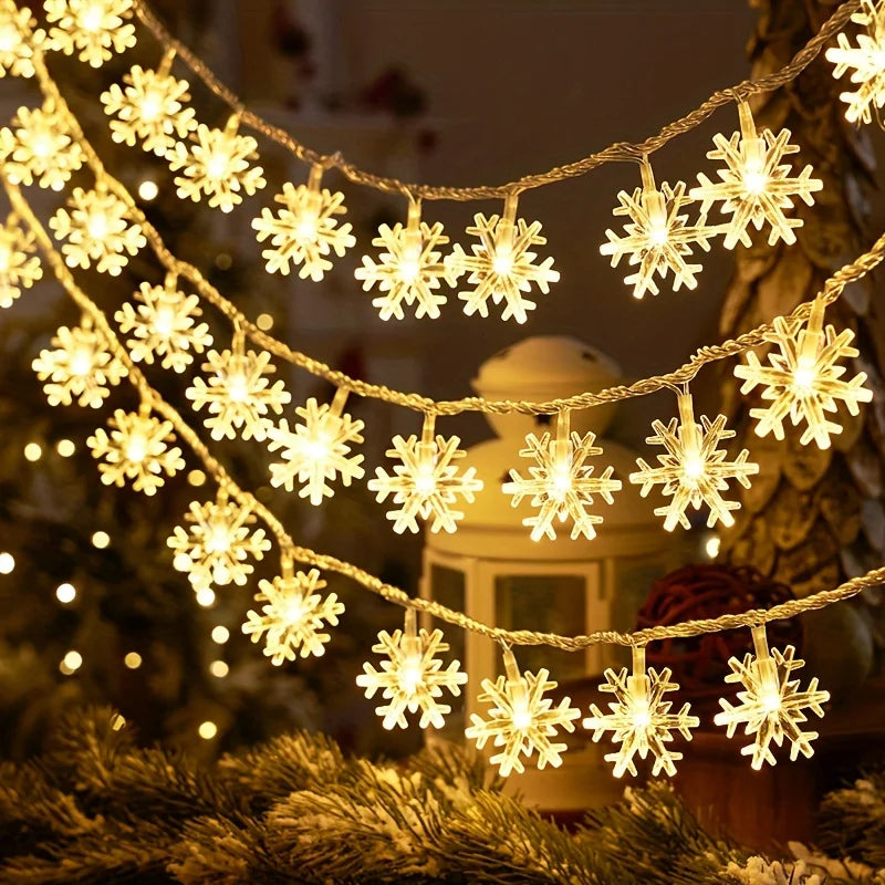 3m LED Snowflake Curtain Lights, Romantic Christmas Curtain String