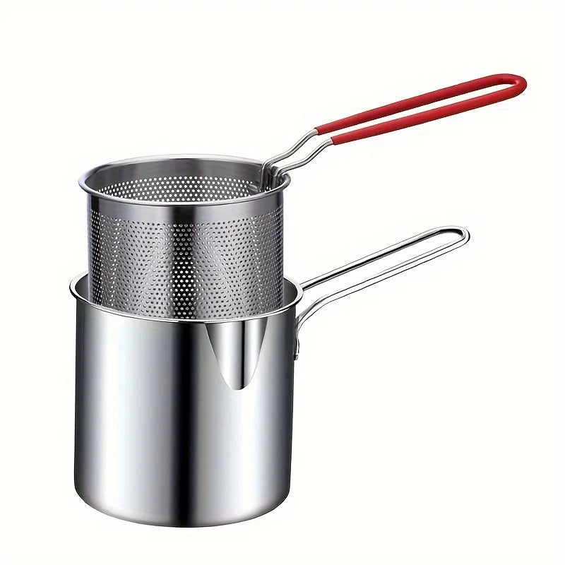 Stainless Steel Deep Fryer With Frying Basket Multifunctional Small