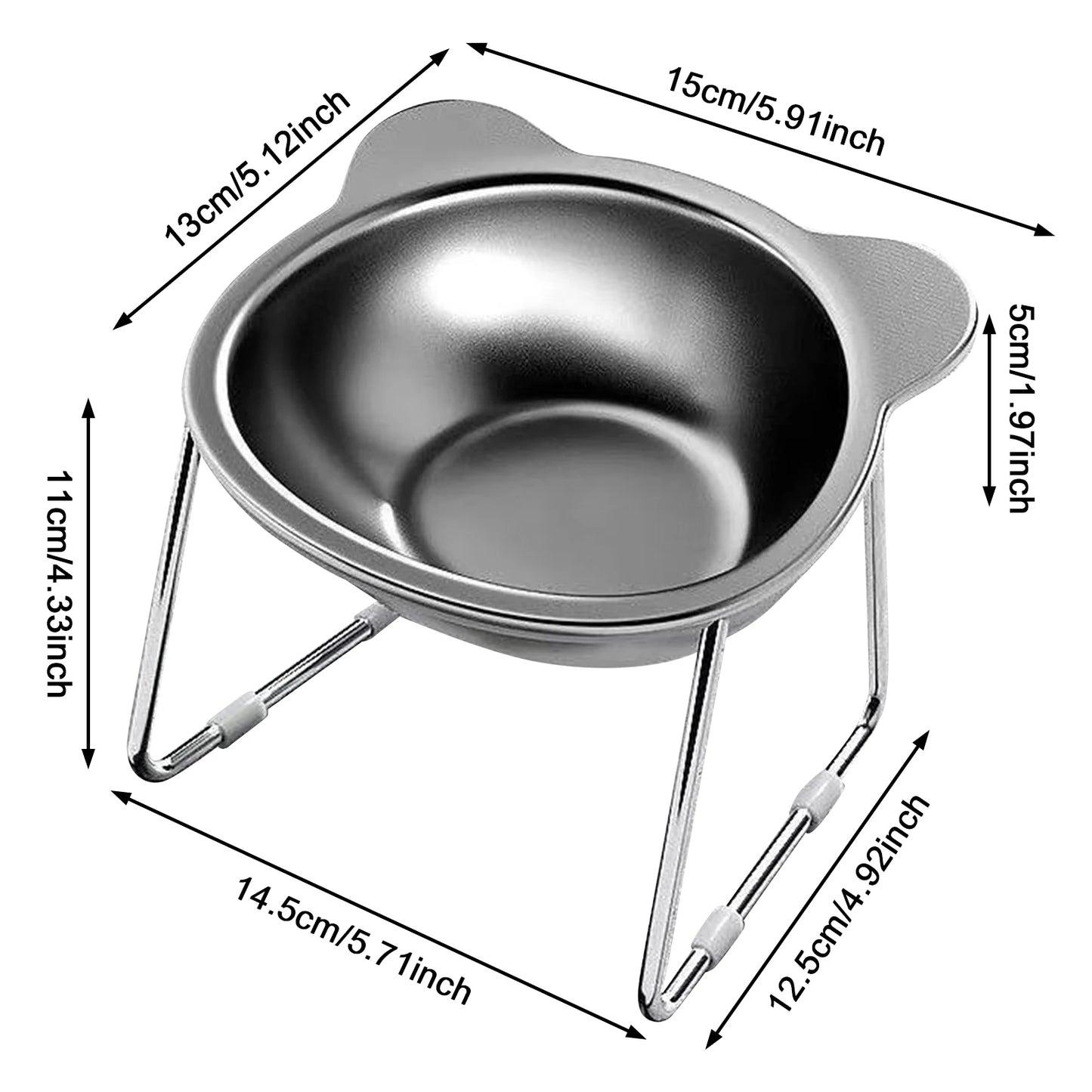 Stainless Steel Pet Bowl Slanted Anti Cervical Spondylosis for Cats