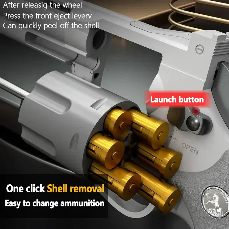 Continuous Firing ZP5 357 Revolver Launcher Pistol Soft Dart Bullet