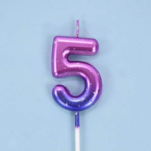 Happy Birthday Cake Decorated Interstellar Digital Colorful Candle