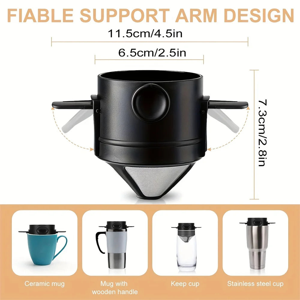 Foldable Coffee Filter Stainless Steel Easy Clean Reusable Coffee