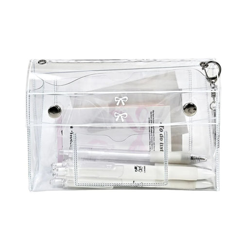 PVC transparent button pencil case large capacity vertical simple ins